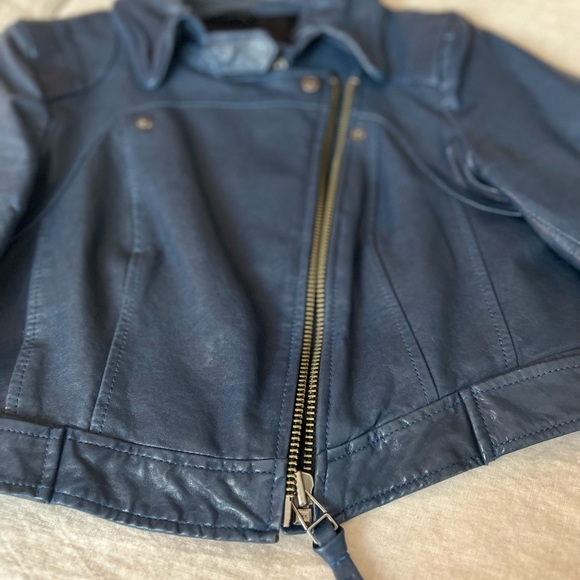 Cobalt blue Mackage, leather jacket. - Picture 3 of 11